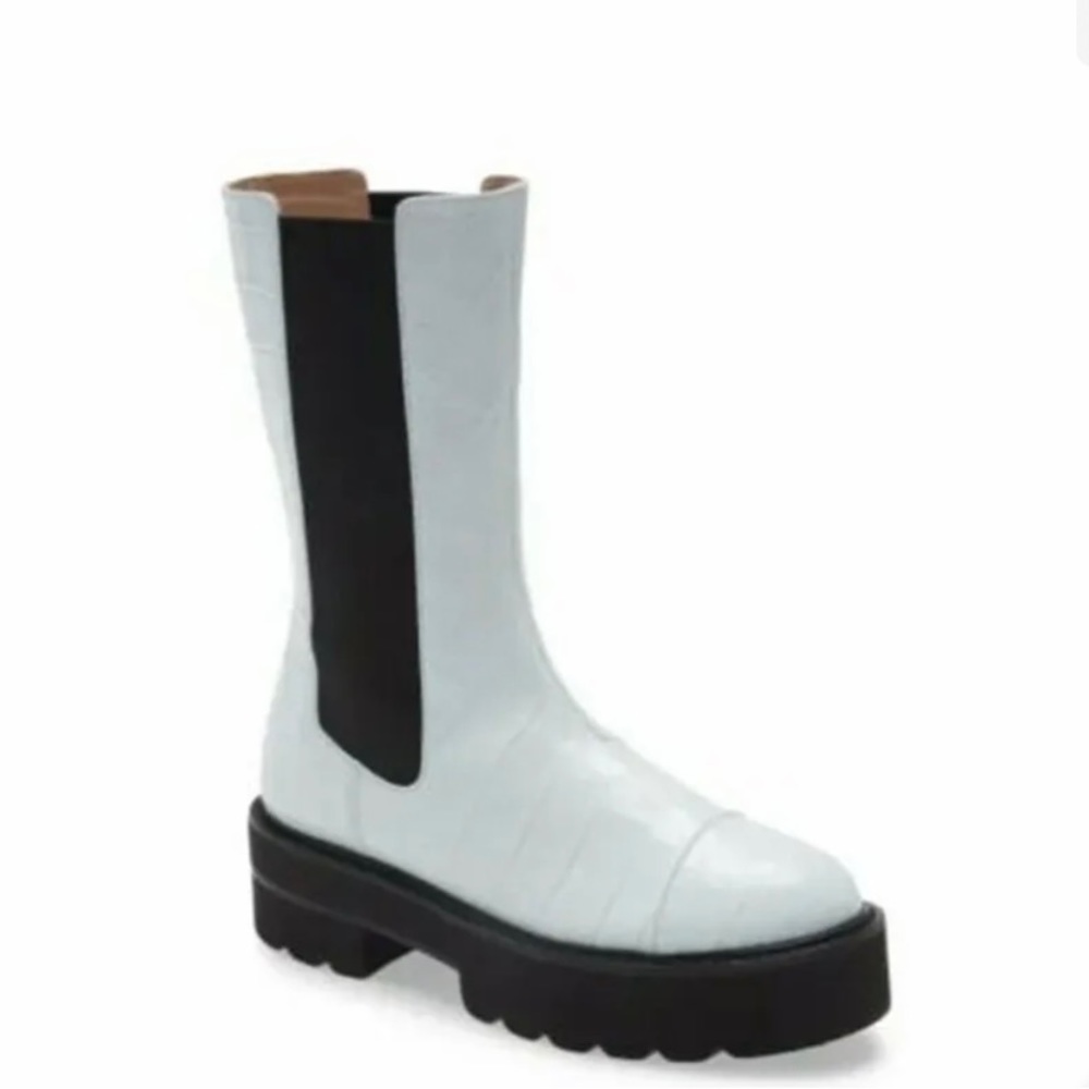 Stuart Weitzman Presley Croc Ultra lift Platform light Blue Boot